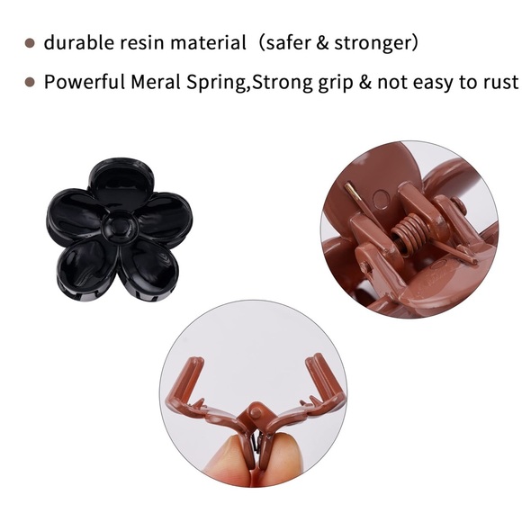 8 Pack 4 Colors Small Flower Claw Clips, Mini Hair Clips - Picture 6 of 7